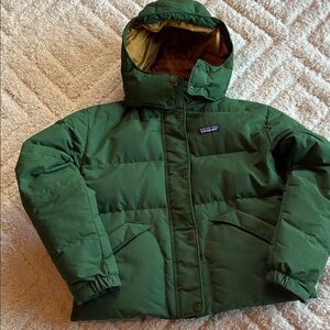 Patagonia Forest Green Downdrift Hooded Coat